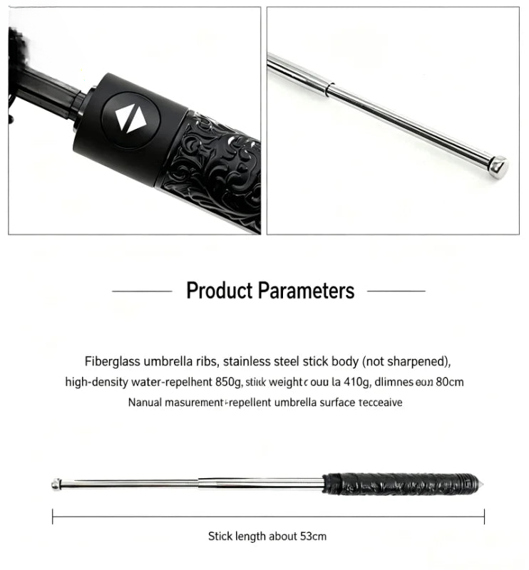 Mult Funtional Umbrella inside Extendable Baton Defensive