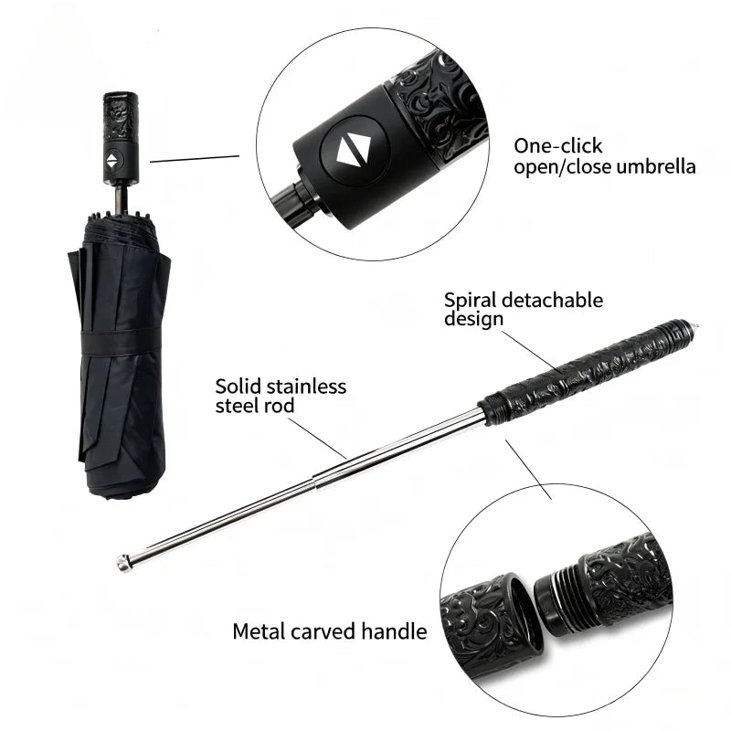 Mult Funtional Umbrella inside Extendable Baton Defensive