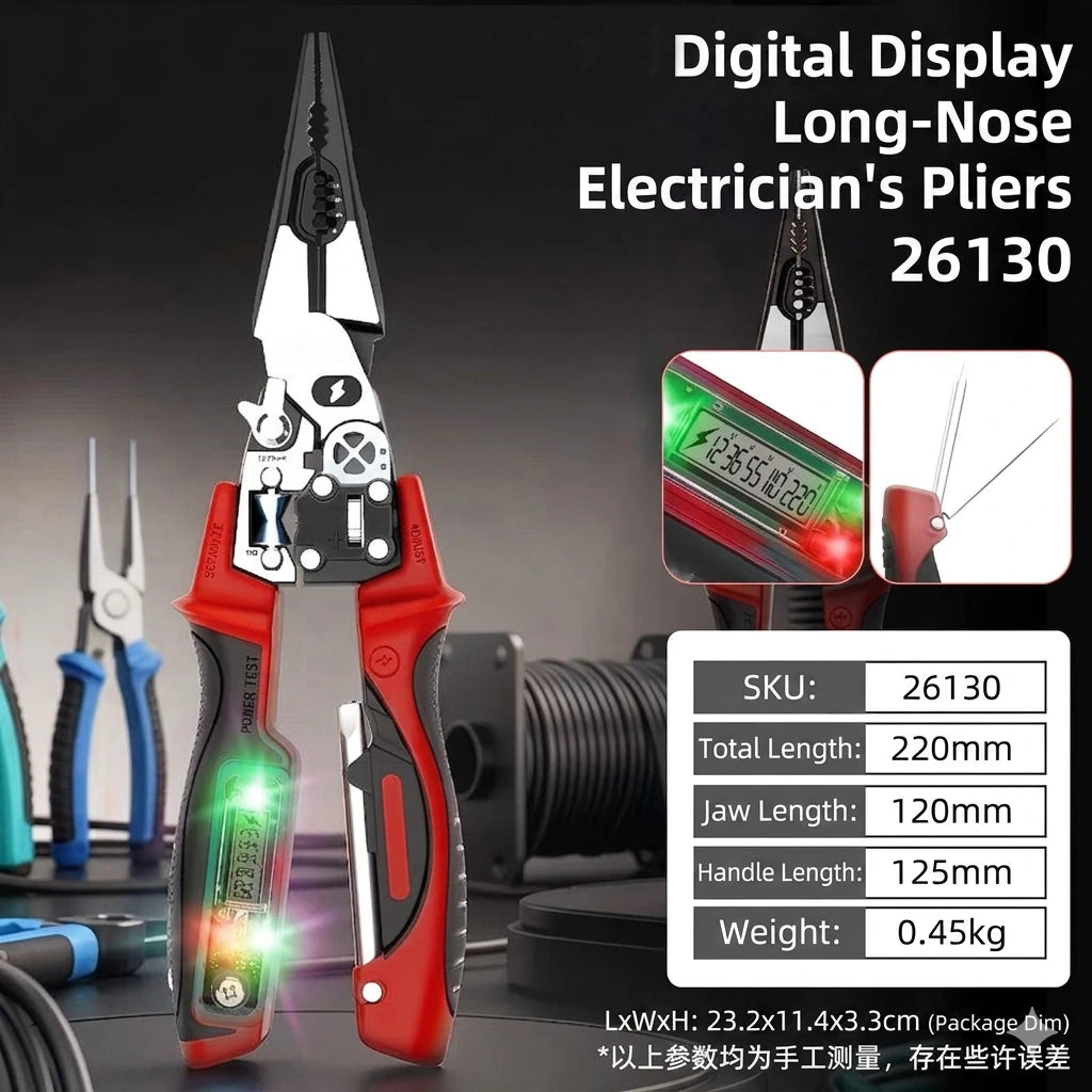 9-in-1 Multi-Functional Digital Display Electrician's Pliers