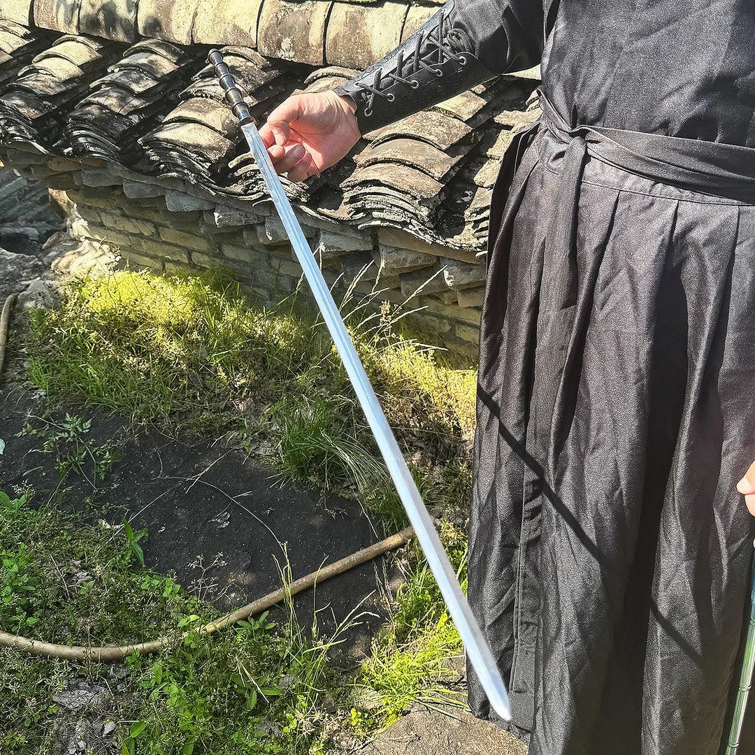 "Fine Willow" Sword: Quenched Blade, Heat-Blued Metal Scabbard — Outdoor Style