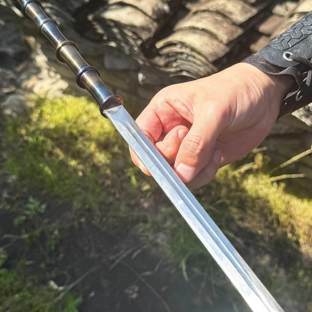 "Fine Willow" Sword: Quenched Blade, Heat-Blued Metal Scabbard — Outdoor Style