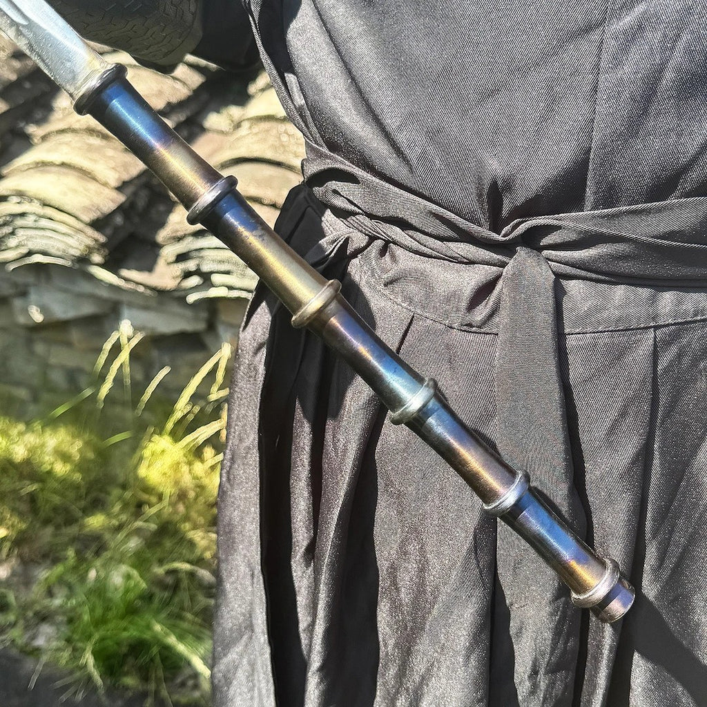 "Fine Willow" Sword: Quenched Blade, Heat-Blued Metal Scabbard — Outdoor Style