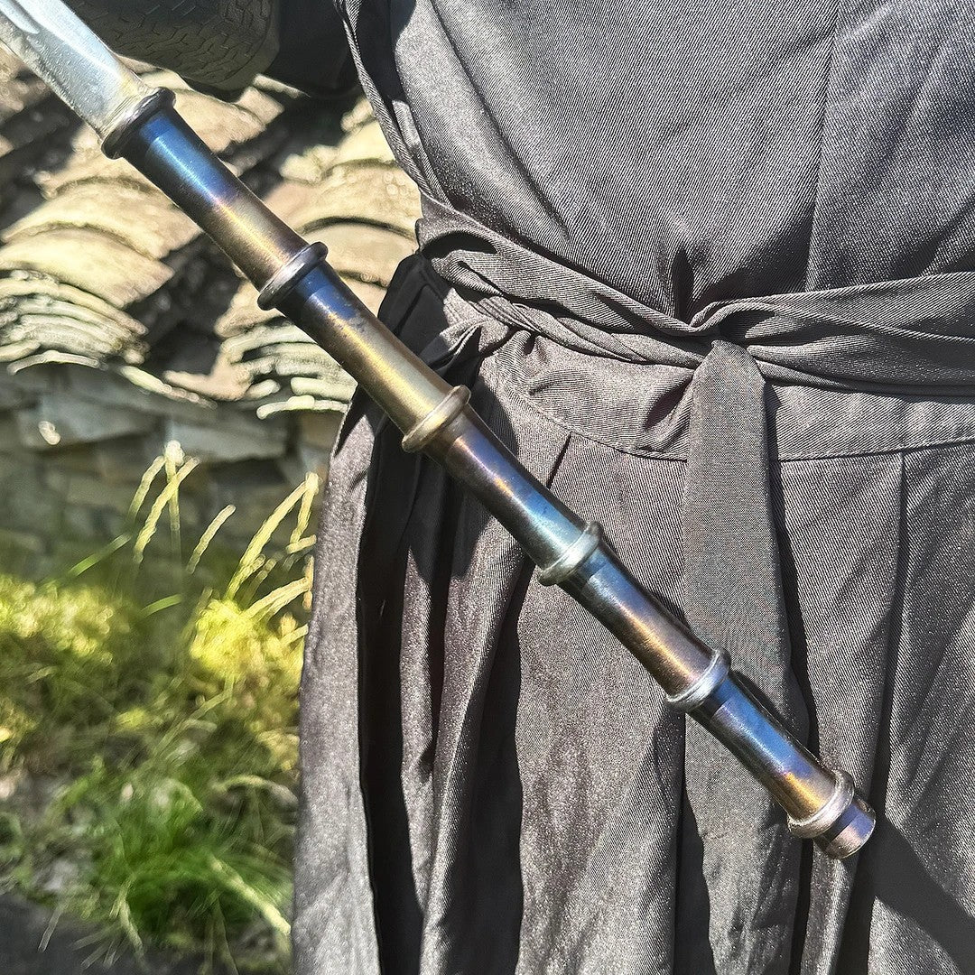 "Fine Willow" Sword: Quenched Blade, Heat-Blued Metal Scabbard — Outdoor Style