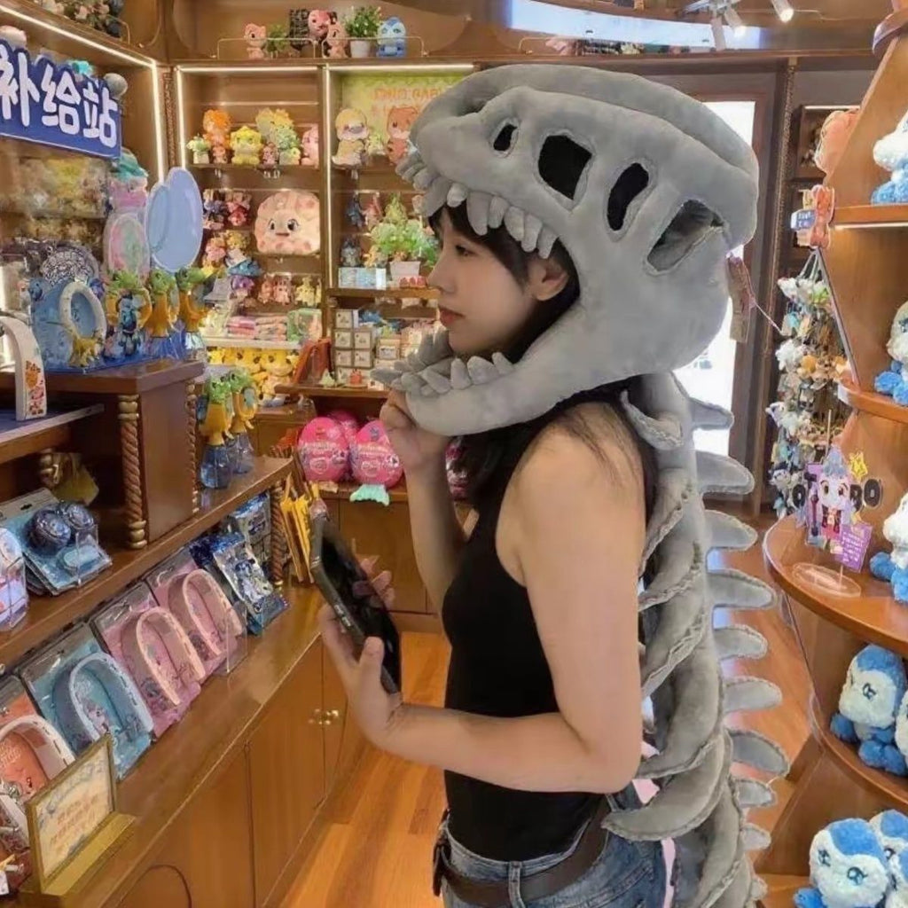 Plush Tyrannosaurus Skull Funny and Cute Hat