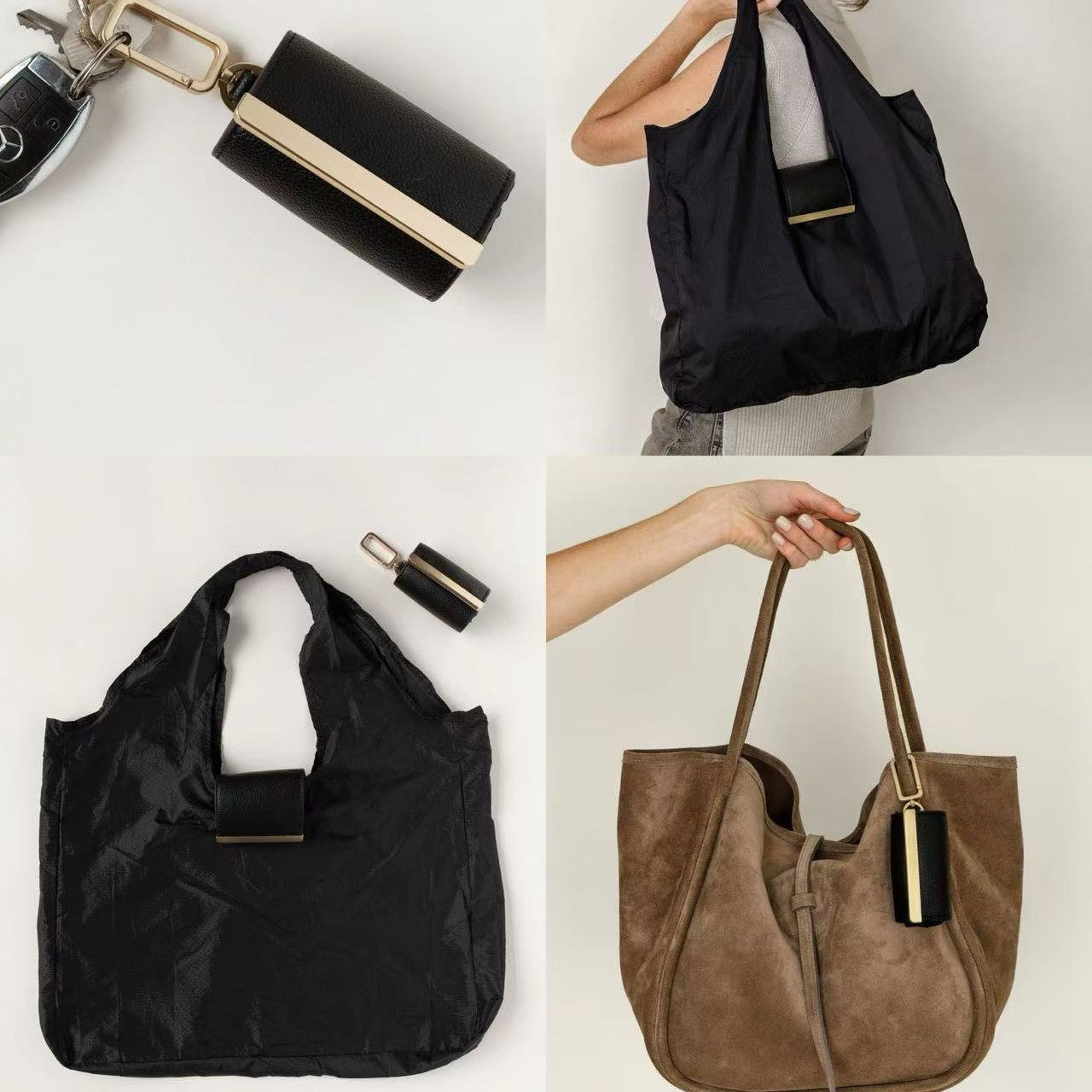 Foldable tote bag single compartment lightweight luggage bag stylish handheld pendant bag