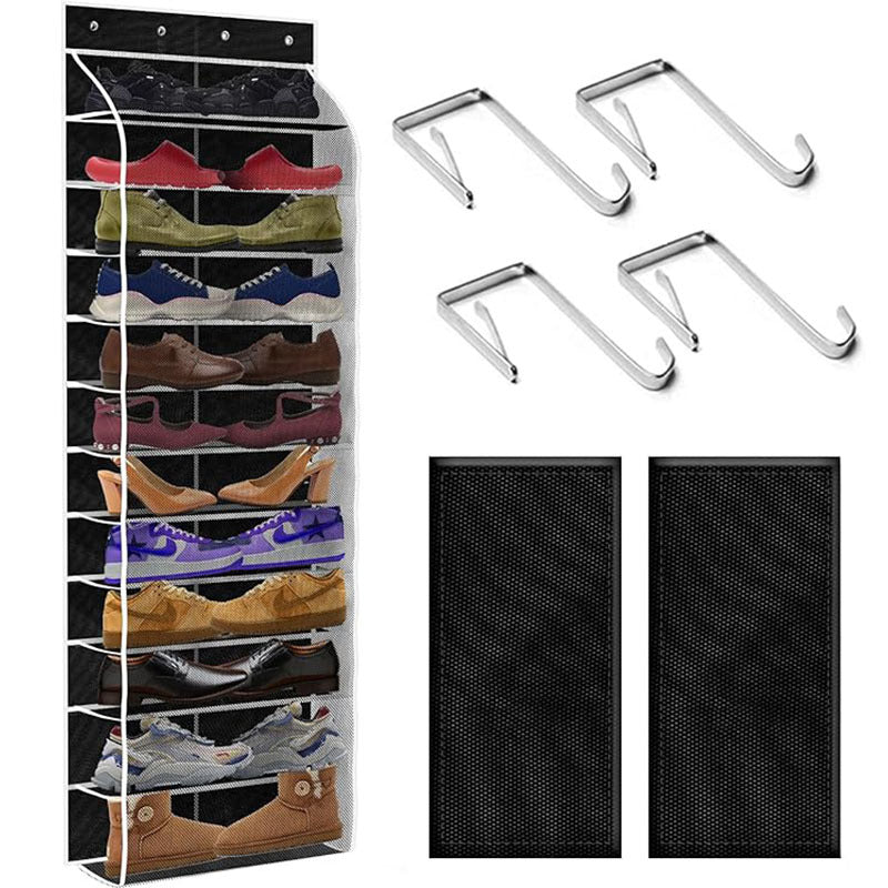 12-grid door shoe rack with breathable large mesh bag for men and women's sports shoes