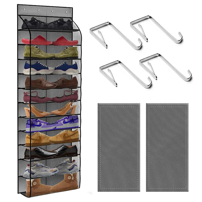 12-grid door shoe rack with breathable large mesh bag for men and women's sports shoes