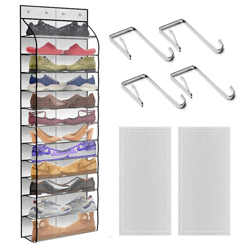 12-grid door shoe rack with breathable large mesh bag for men and women's sports shoes