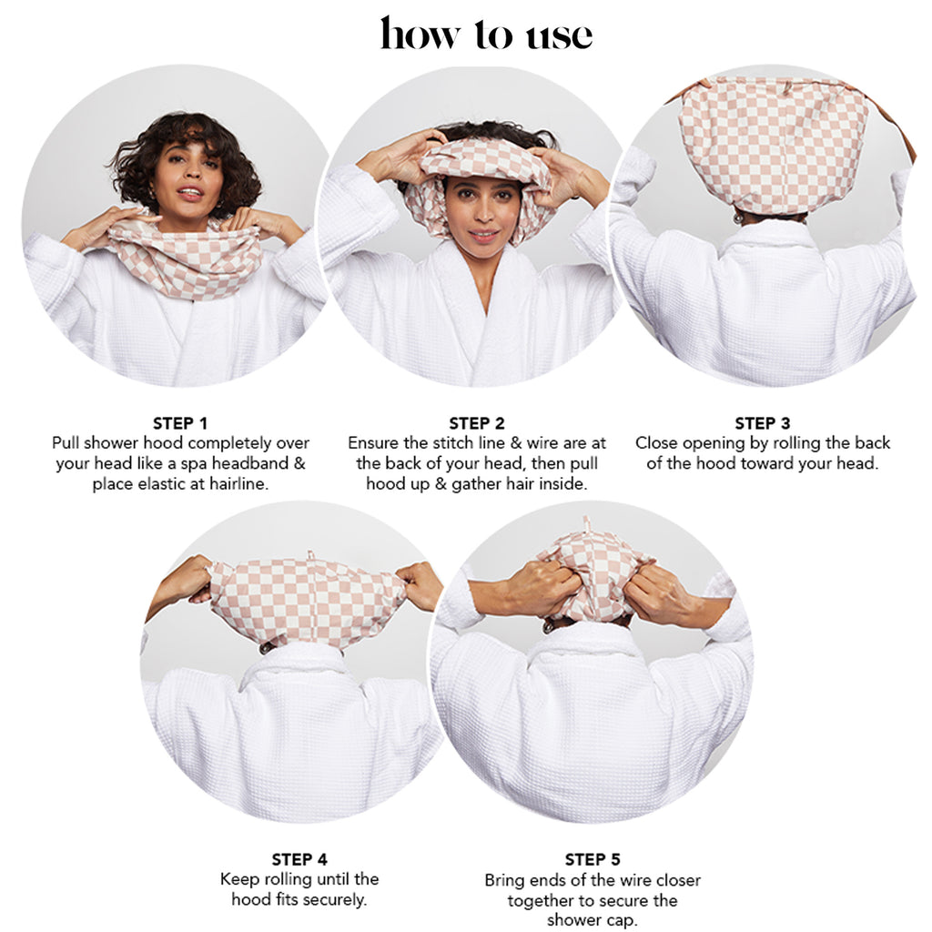 Silk Lined Plaid Shower Cap High-end Hair Care Cap