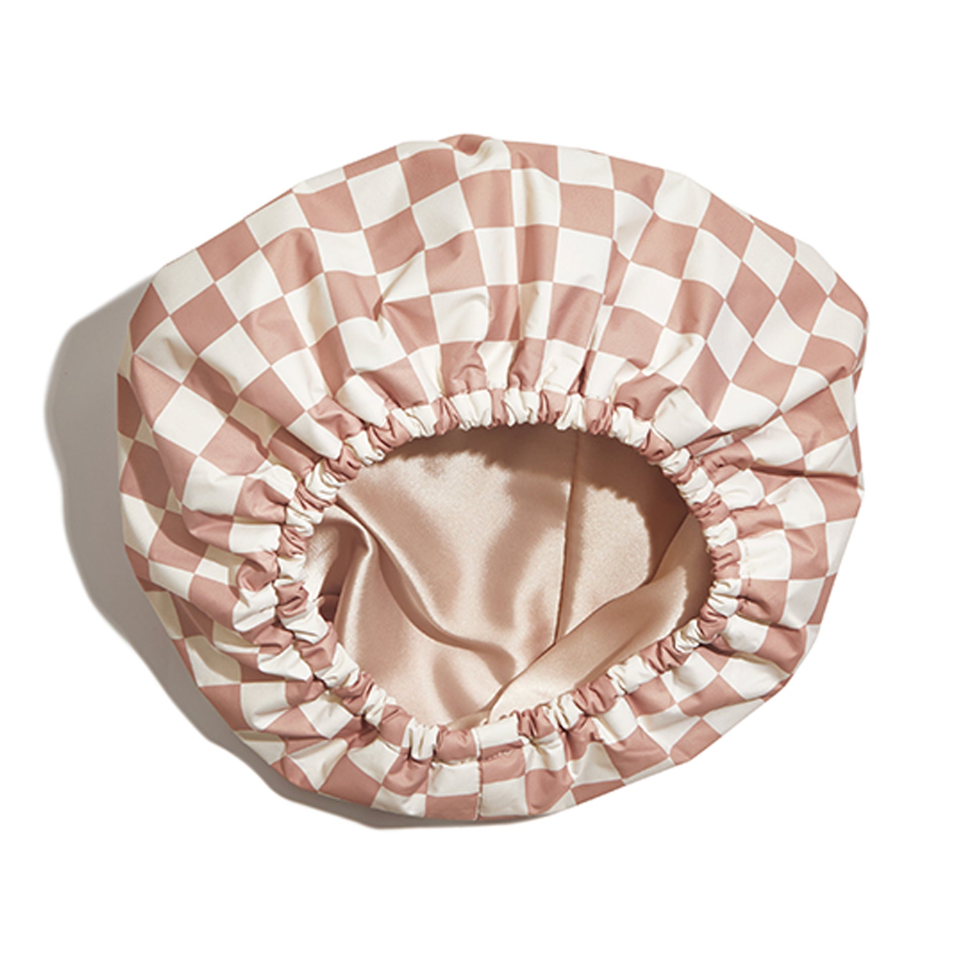 Silk Lined Plaid Shower Cap High-end Hair Care Cap