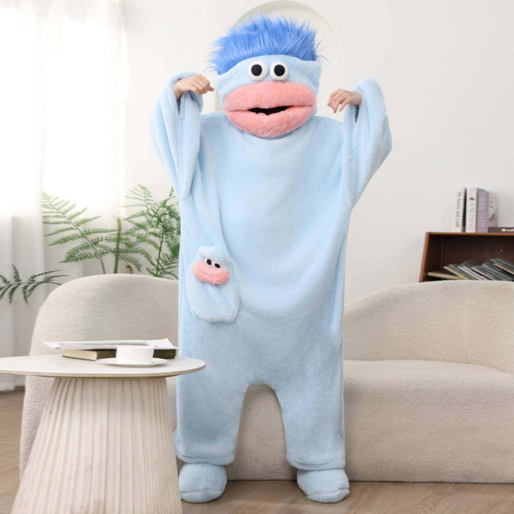 Cartoon Big Mouth Monster Onesie Coral Fleece Pajamas