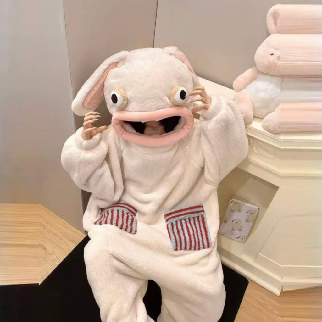 Cartoon Big Mouth Monster Onesie Coral Fleece Pajamas
