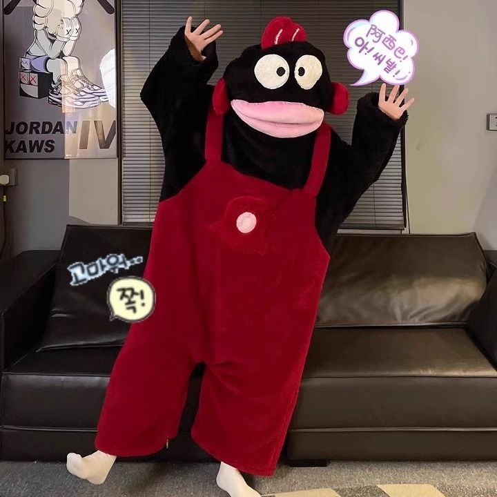 Cartoon Big Mouth Monster Onesie Coral Fleece Pajamas