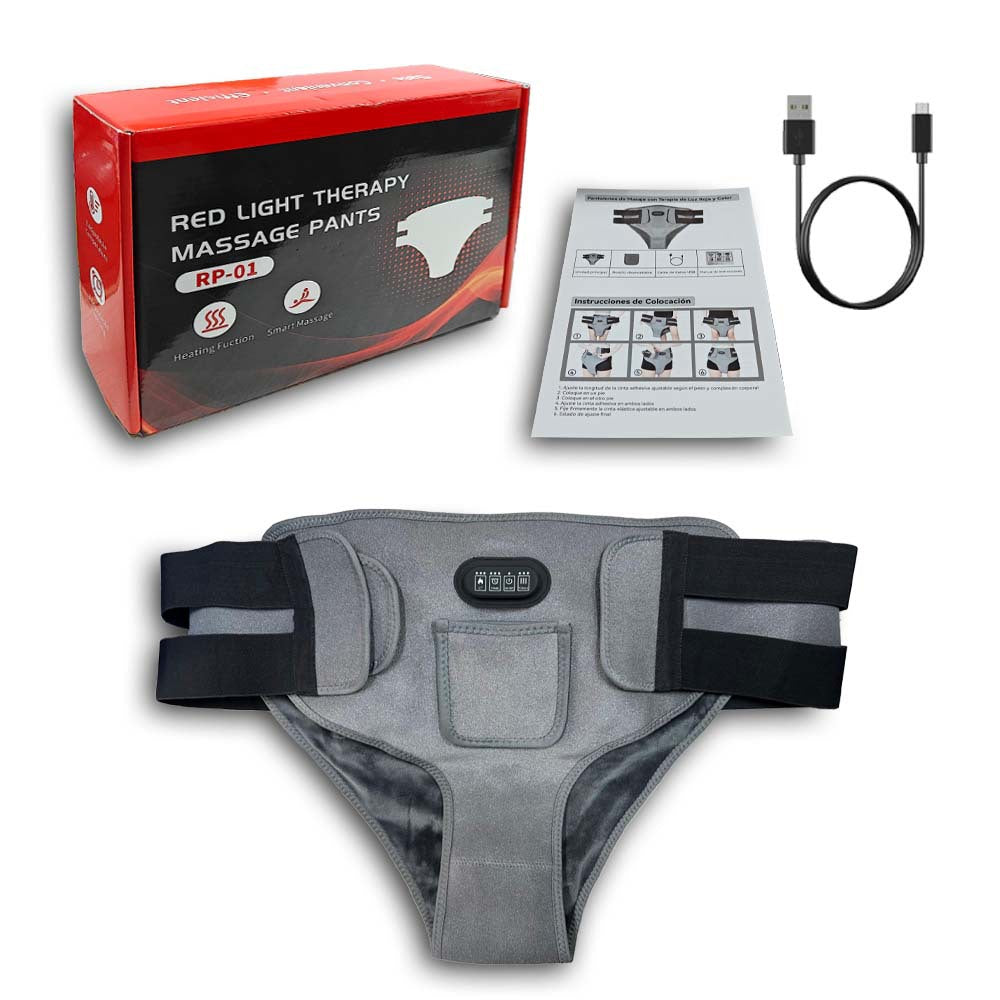 Far-infrared heat therapy massage briefs for warming the uterus, abdomen, and lower back.