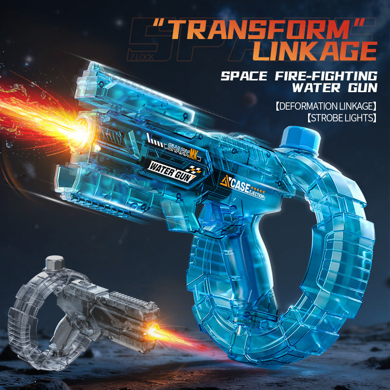 Energy-concentrating ring electric water gun with explosive deformation, cool lighting, large capacity, fully automatic continuous spray.