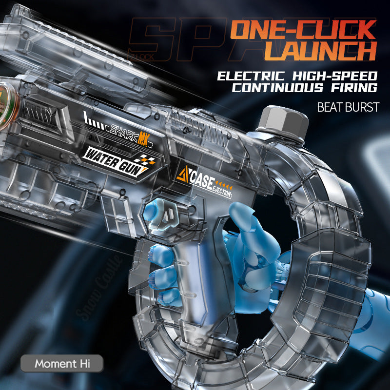 Energy-concentrating ring electric water gun with explosive deformation, cool lighting, large capacity, fully automatic continuous spray.