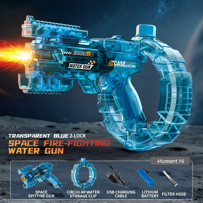 Energy-concentrating ring electric water gun with explosive deformation, cool lighting, large capacity, fully automatic continuous spray.