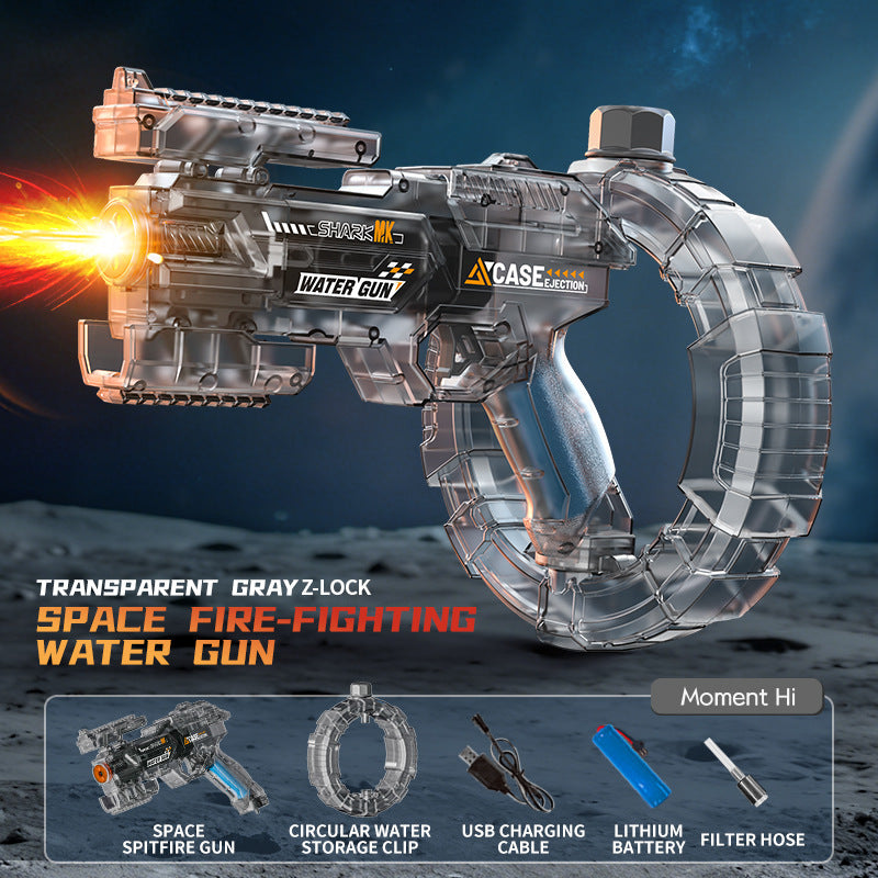 Energy-concentrating ring electric water gun with explosive deformation, cool lighting, large capacity, fully automatic continuous spray.