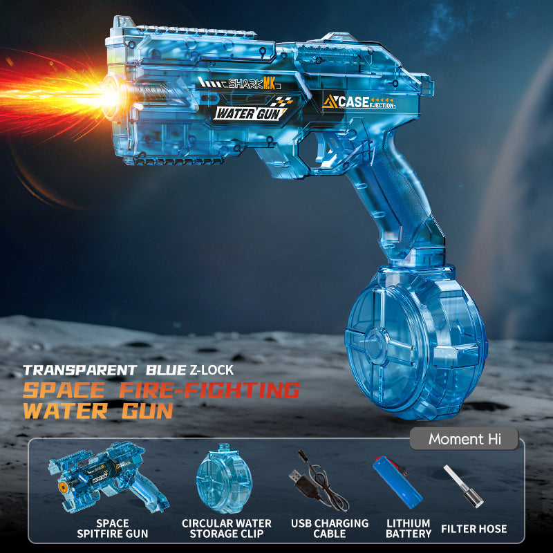 Energy-concentrating ring electric water gun with explosive deformation, cool lighting, large capacity, fully automatic continuous spray.