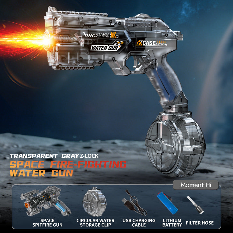 Energy-concentrating ring electric water gun with explosive deformation, cool lighting, large capacity, fully automatic continuous spray.