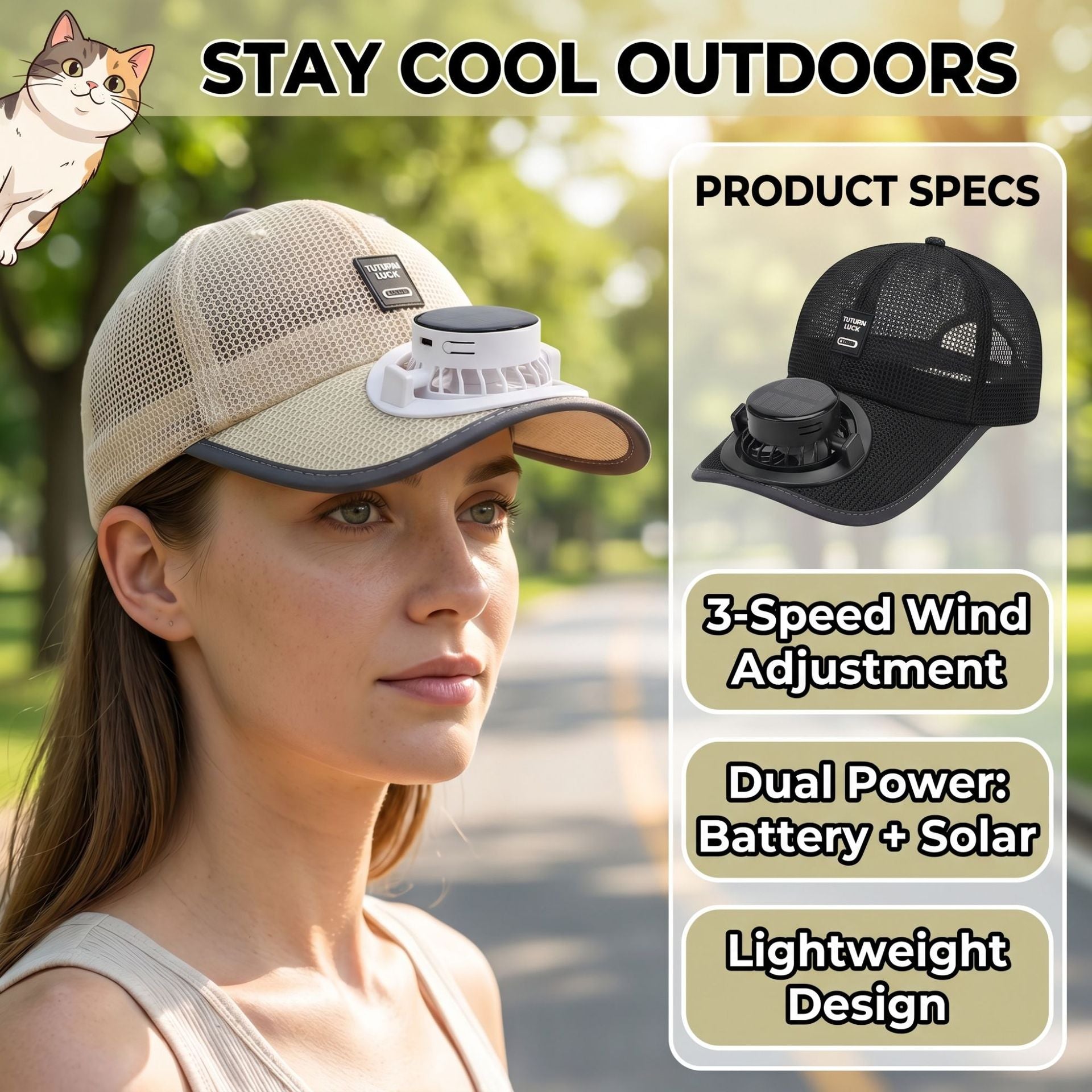 USB Solar Charging Fan Baseball Cap