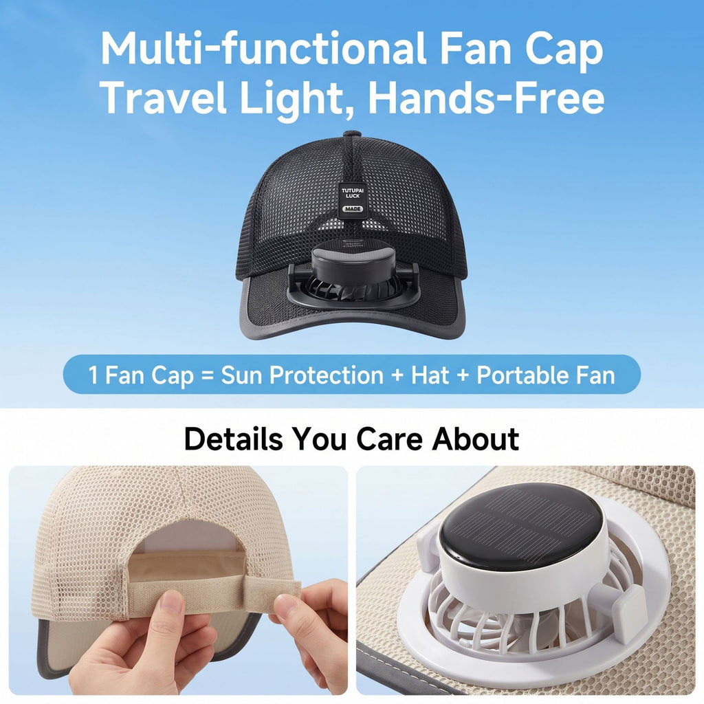 USB Solar Charging Fan Baseball Cap