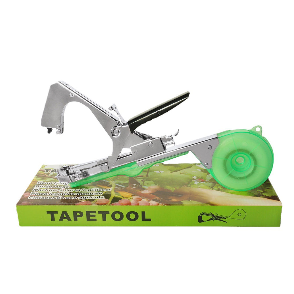 The branch tying machine is equipped with a tool for setting up tying straps and nails.