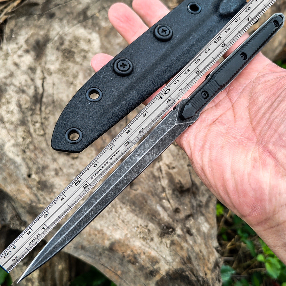 9.4in Tactical Fixed Blade Knife with Sheath, Tea Needle 440C Stainless Steel