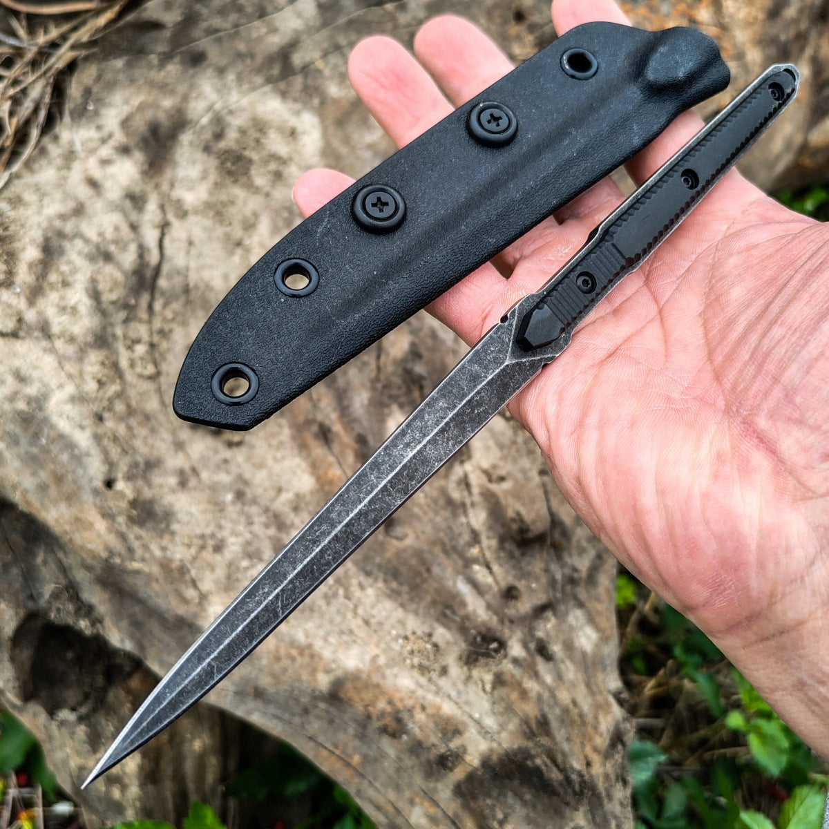 9.4in Tactical Fixed Blade Knife with Sheath, Tea Needle 440C Stainless Steel