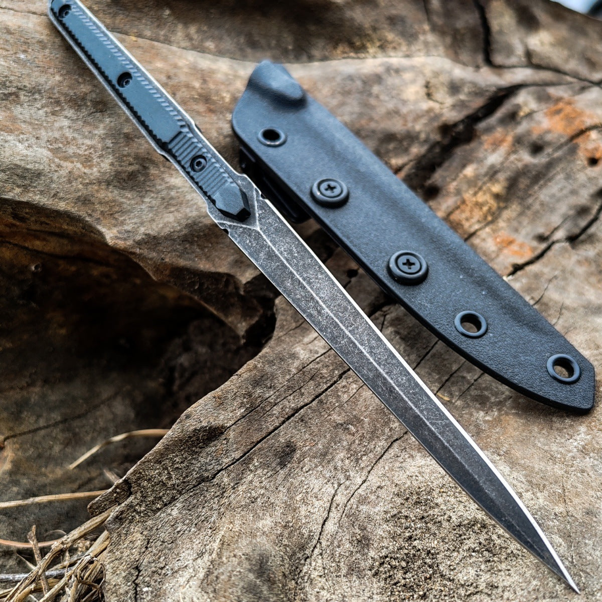 9.4in Tactical Fixed Blade Knife with Sheath, Tea Needle 440C Stainless Steel