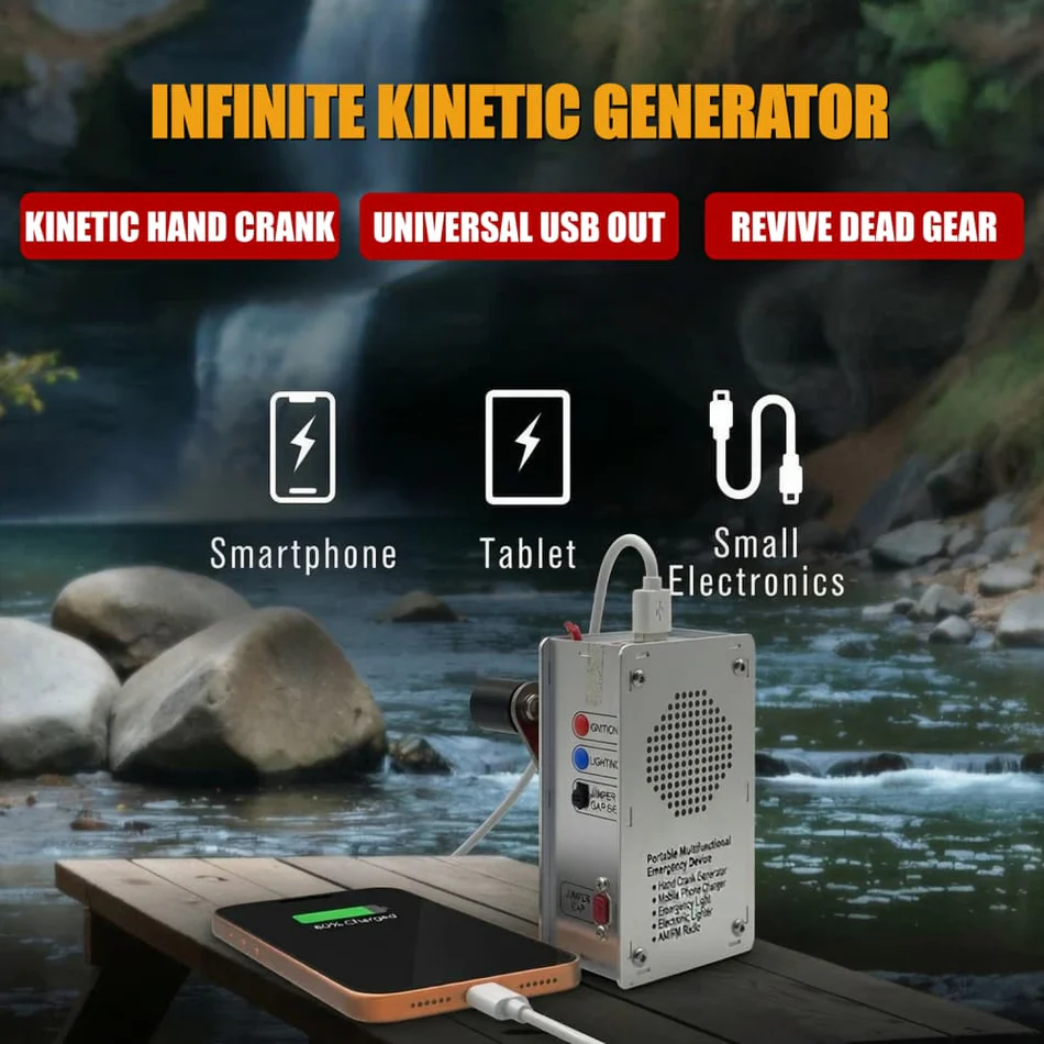 Hand Crank Generator Multi functional Radio, Flashlight, Lighter, USB Emergency Charging Portable