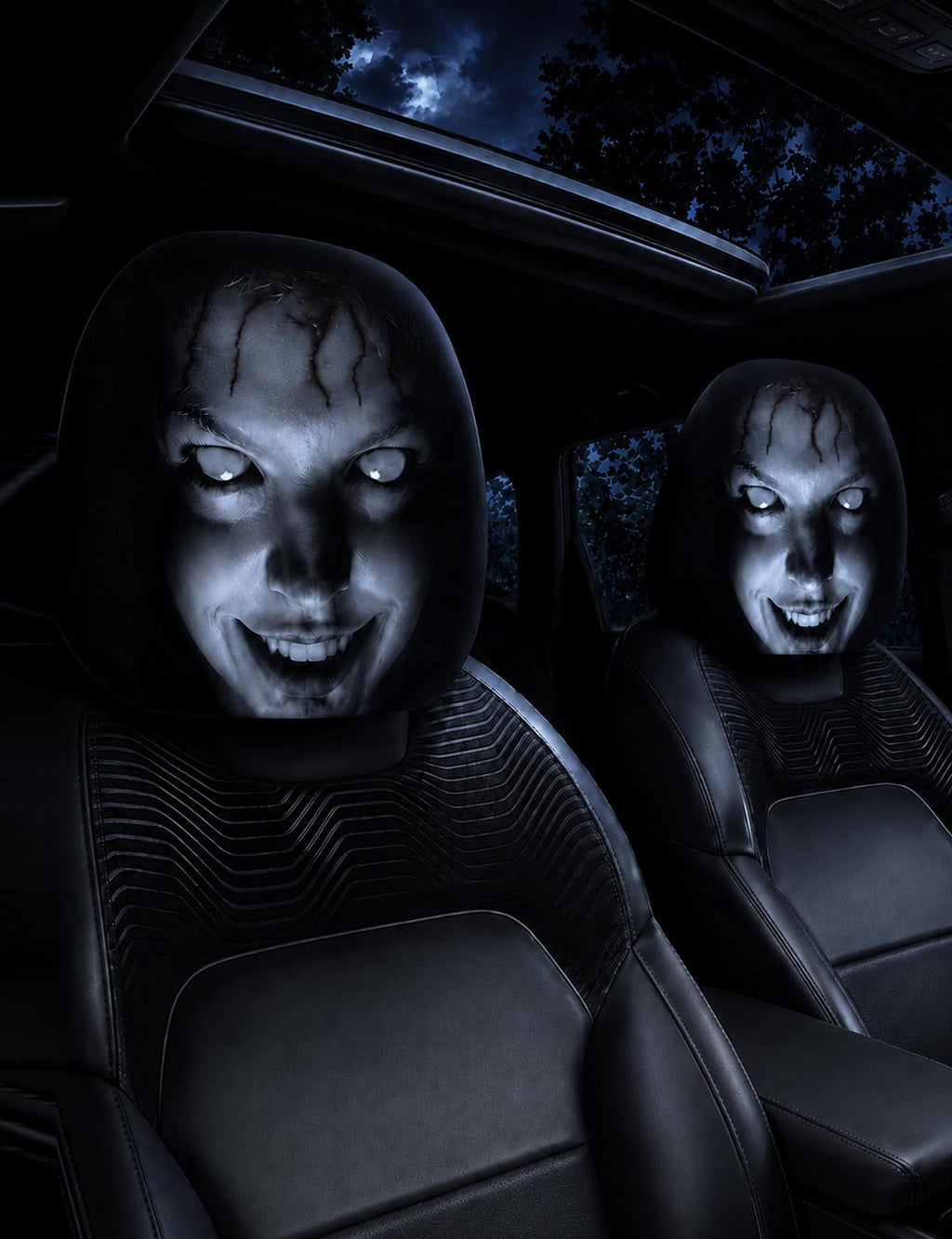 Spooky Dark-Style Grimace Headrest Cover