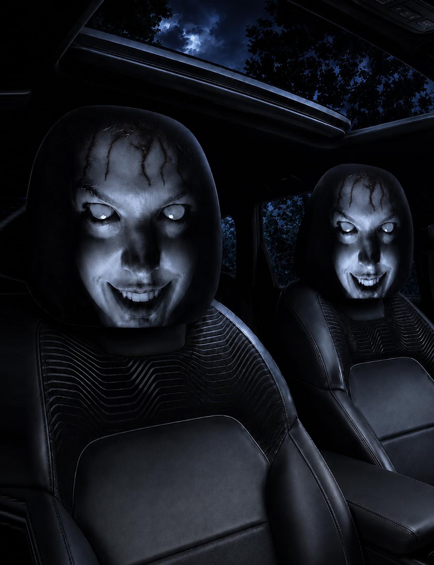 Spooky Dark-Style Grimace Headrest Cover