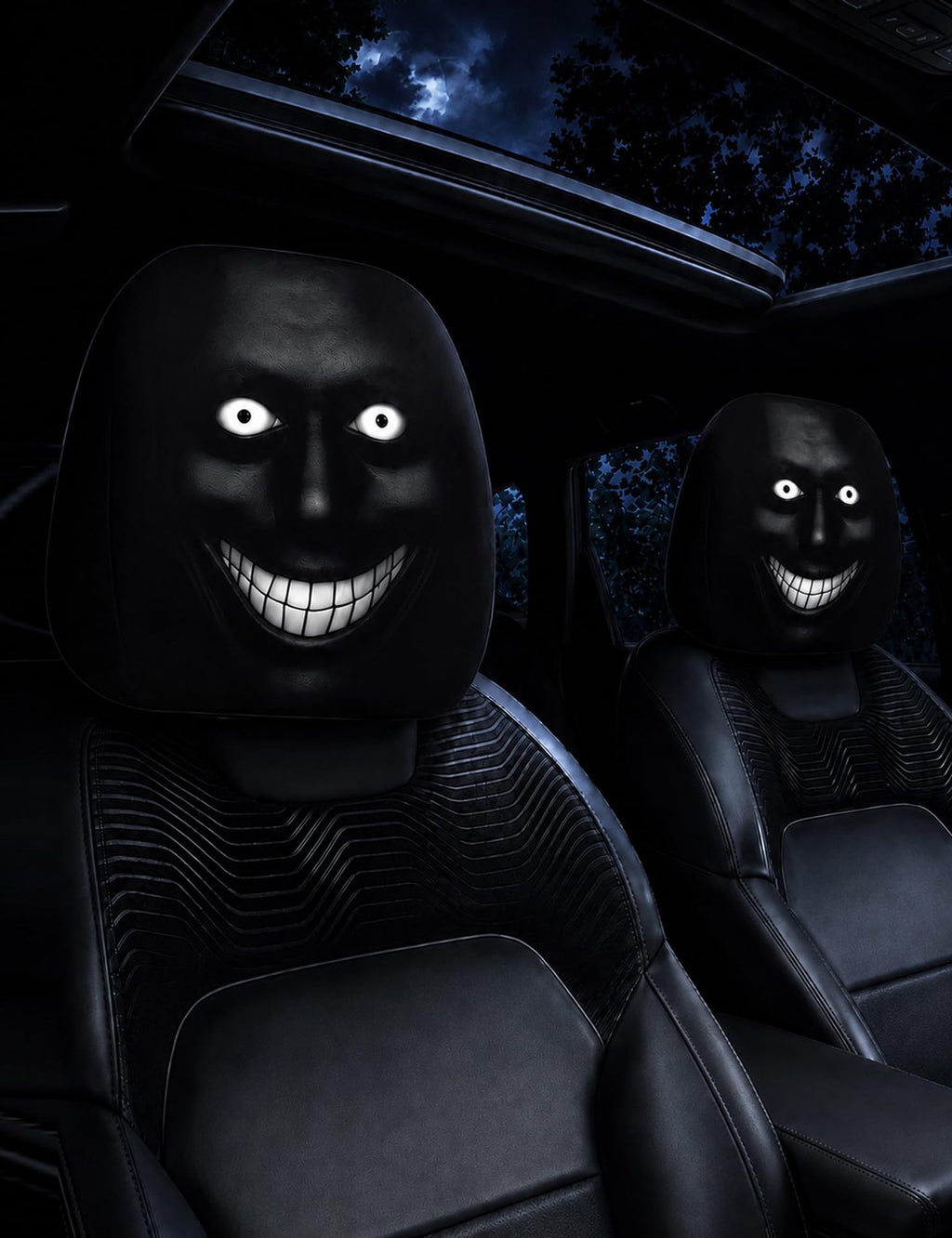 Spooky Dark-Style Grimace Headrest Cover
