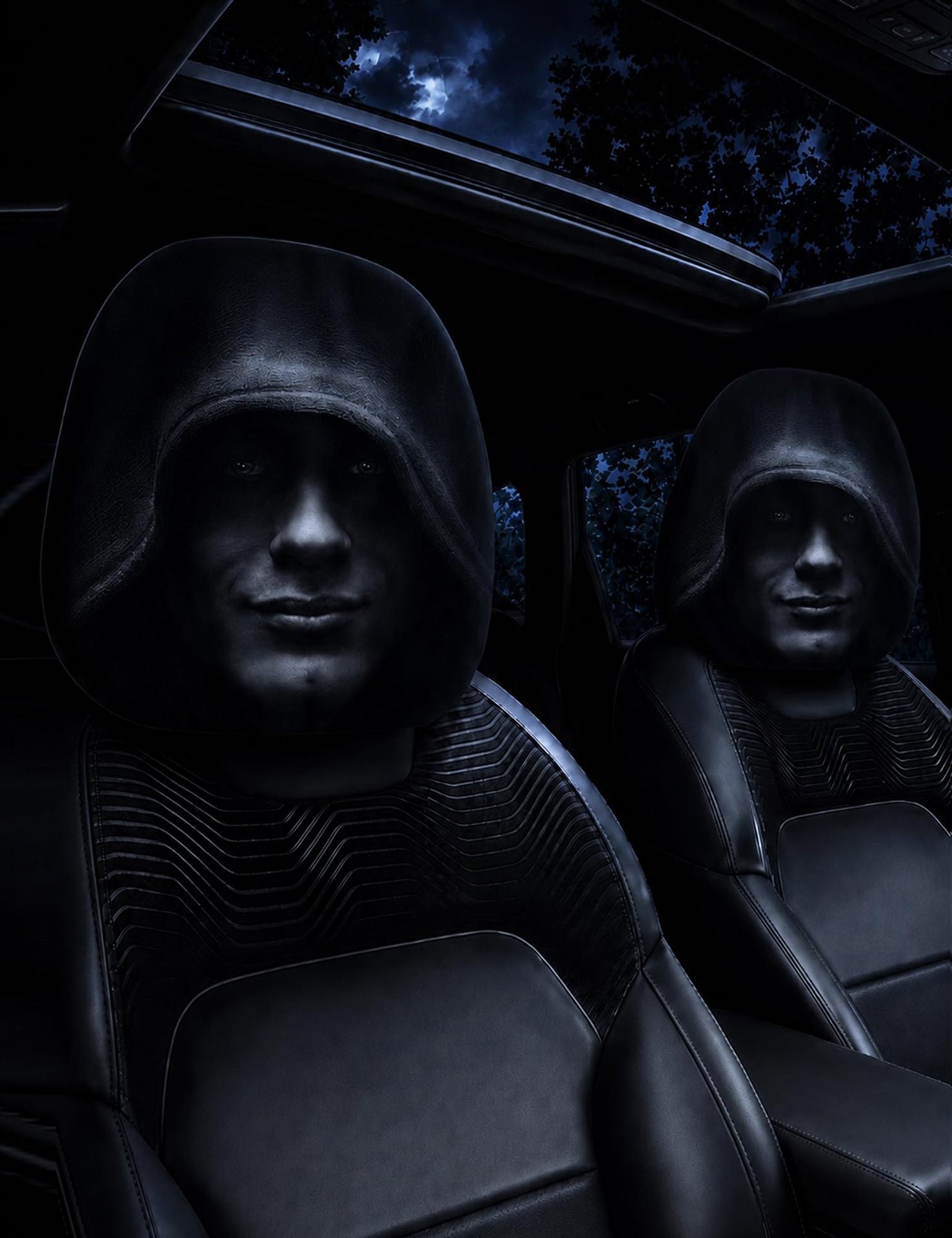 Spooky Dark-Style Grimace Headrest Cover
