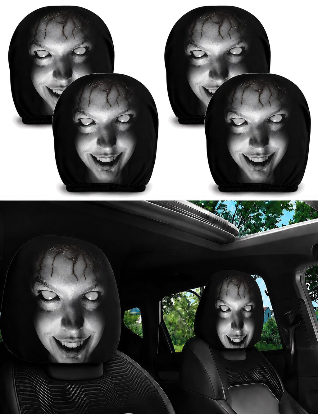 Spooky Dark-Style Grimace Headrest Cover