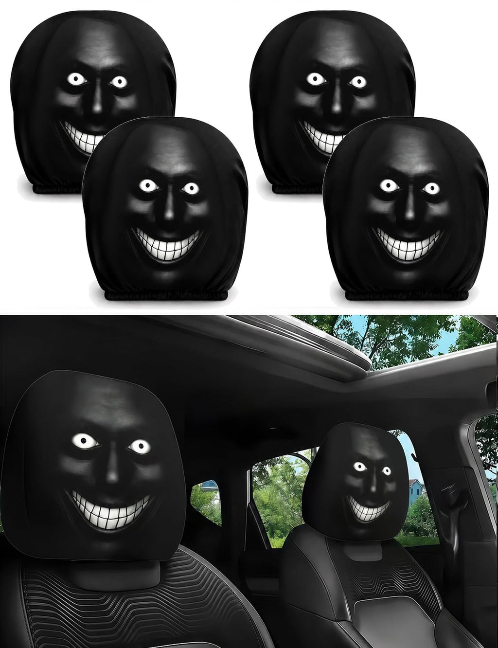 Spooky Dark-Style Grimace Headrest Cover