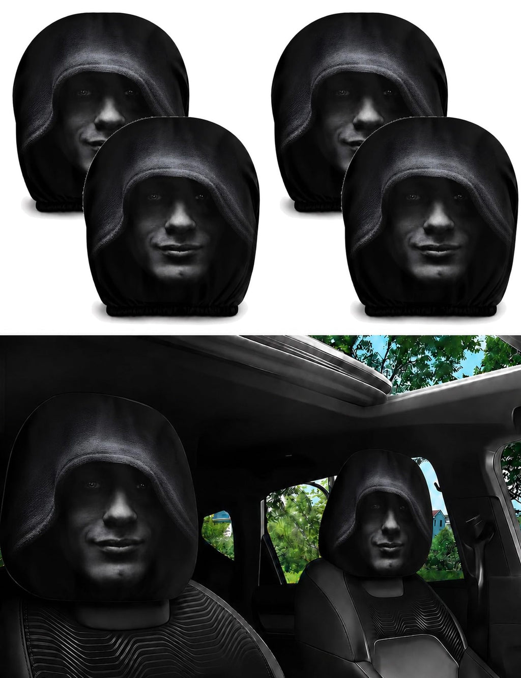 Spooky Dark-Style Grimace Headrest Cover