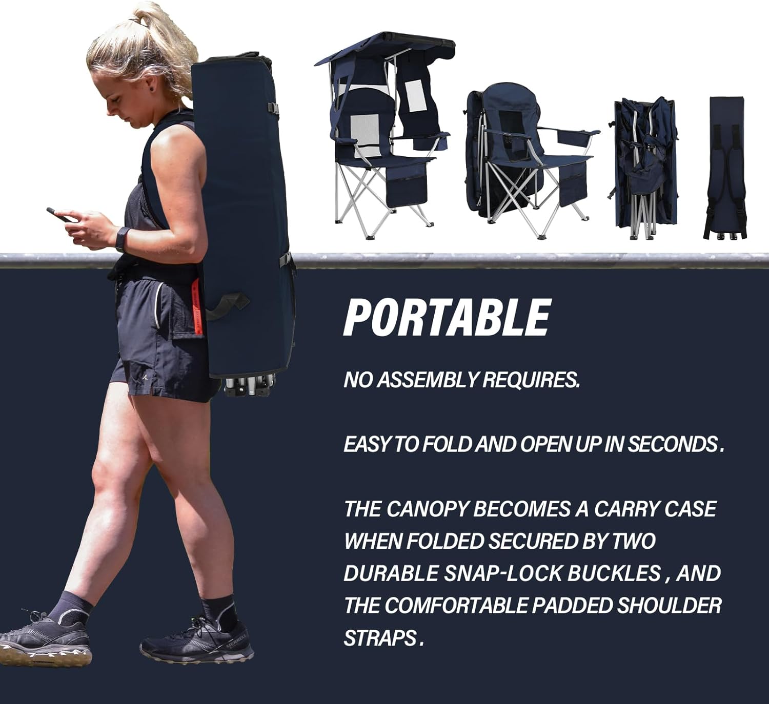 Camping Chair with Canopy Shade Portable Folding Beach Chairs with Cooler, Mesh Backrest, Cup Holder, and Pocket for Camping, Fishing, Beach, and Sports