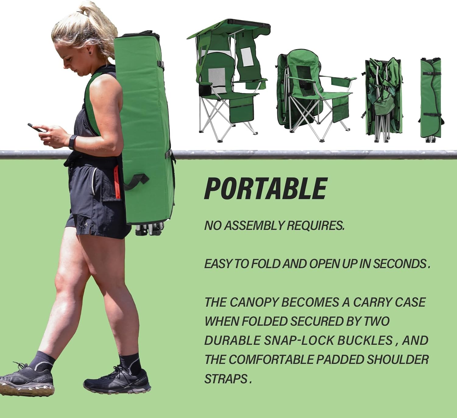 Camping Chair with Canopy Shade Portable Folding Beach Chairs with Cooler, Mesh Backrest, Cup Holder, and Pocket for Camping, Fishing, Beach, and Sports