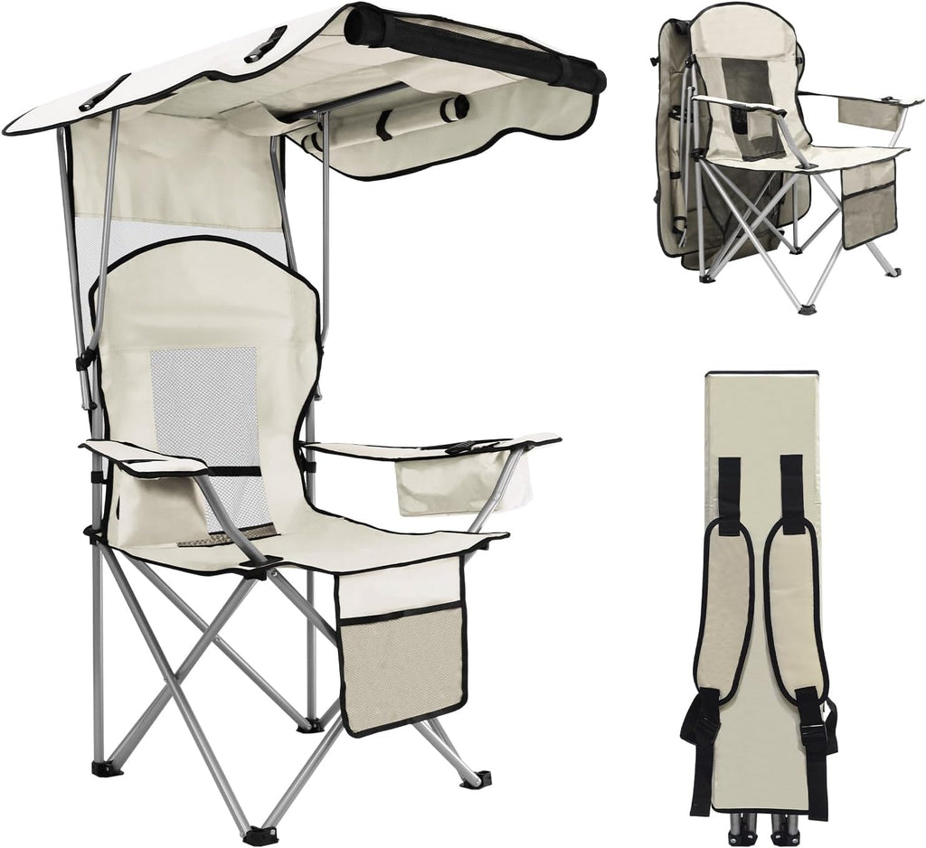Awning camping chair portable folding beach chair