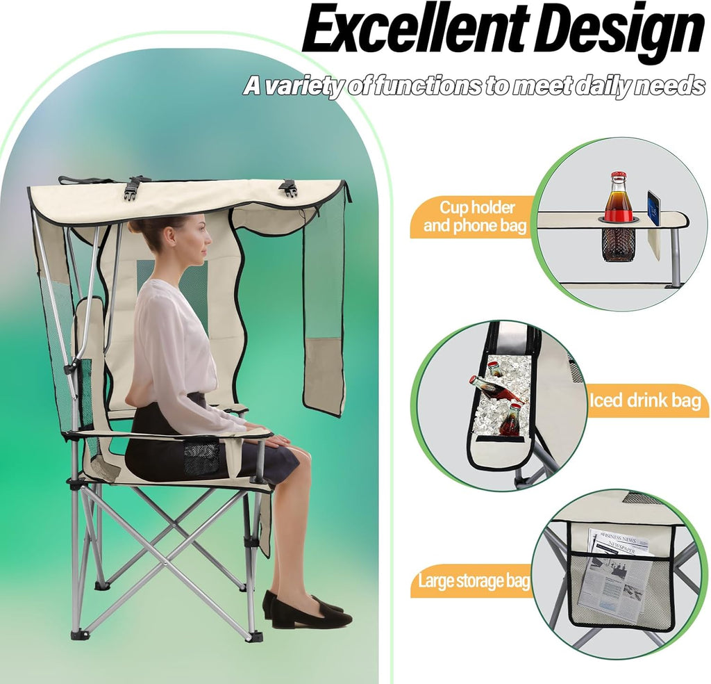 Awning camping chair portable folding beach chair