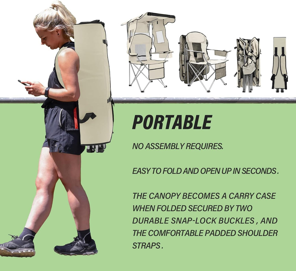 Awning camping chair portable folding beach chair