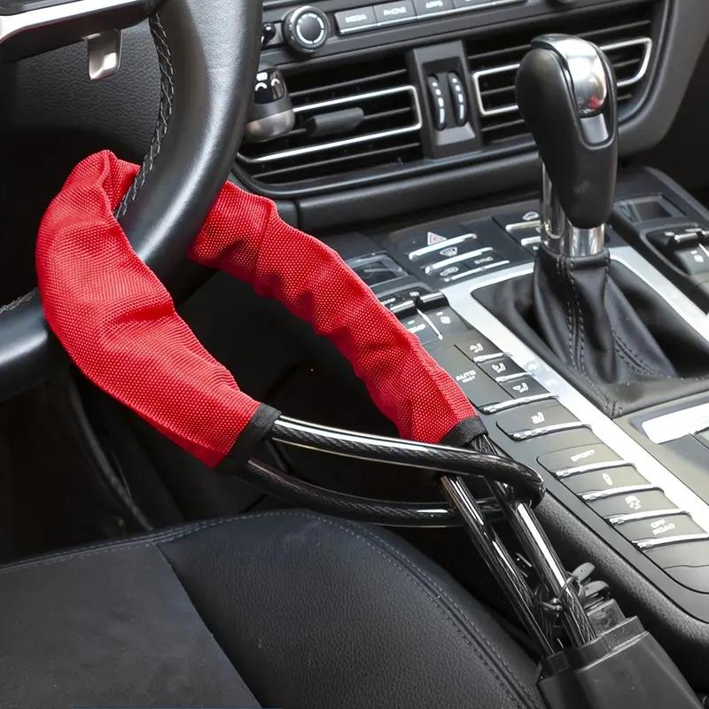 New car steering wheel lock, retractable thick wire anti-theft steering wheel lock for sedans and SUVs, anti-cut protection, no assembly required