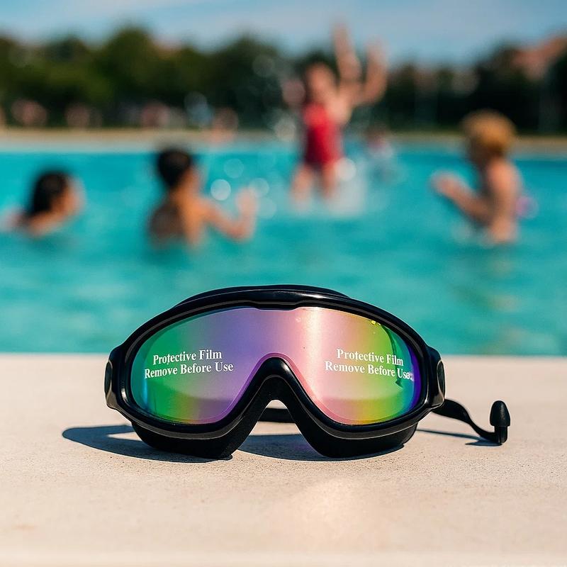 2 Pack Swim Goggles for Adults & Kids - Anti-Fog Full-Coverage, 3-Color UV Lens, Waterproof Earplugs & Nose Clip, Fit Outdoorfun