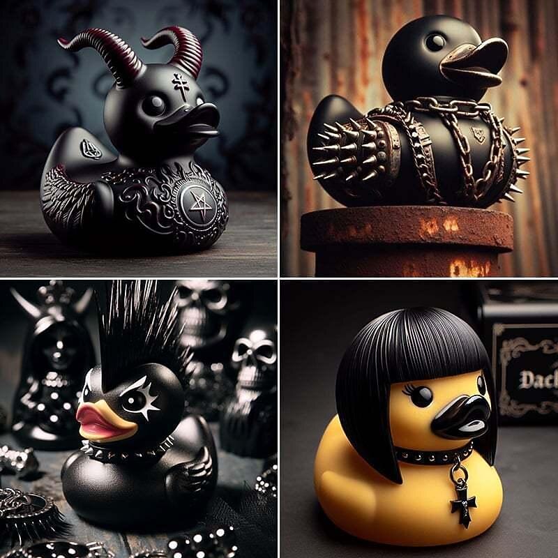 Duck Statue Decor Goth Satanic Duck, Gothic Punk Resin Collectible Figurines Ducks