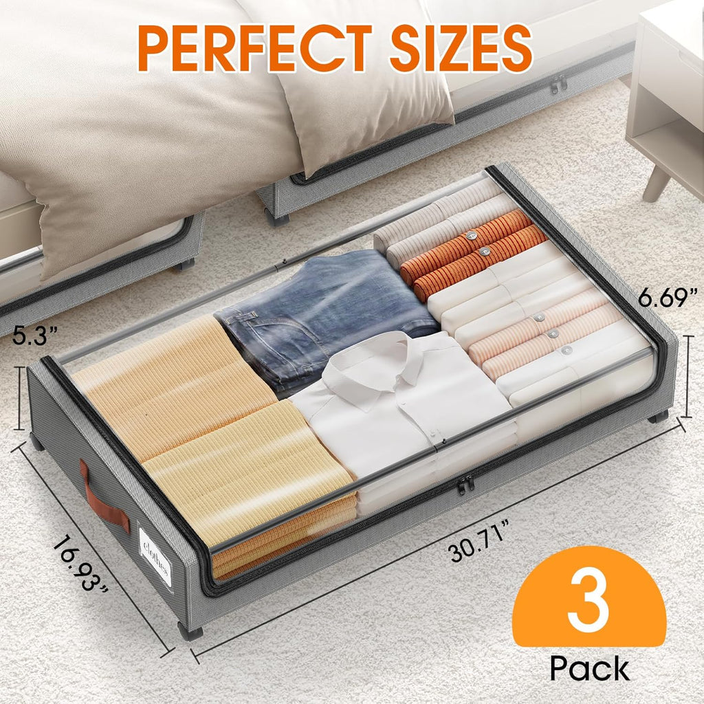 2-piece under bed storage box with wheels