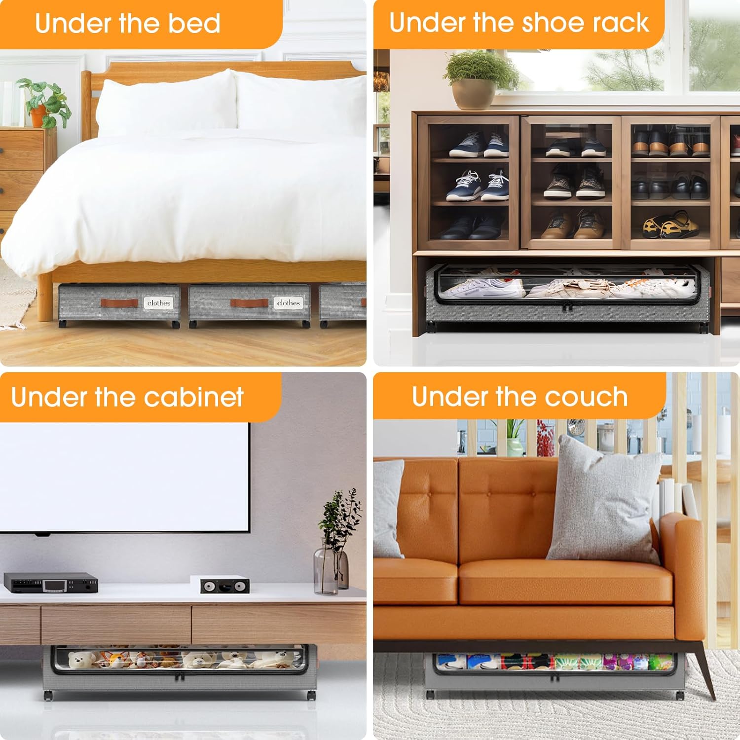 2-piece under bed storage box with wheels