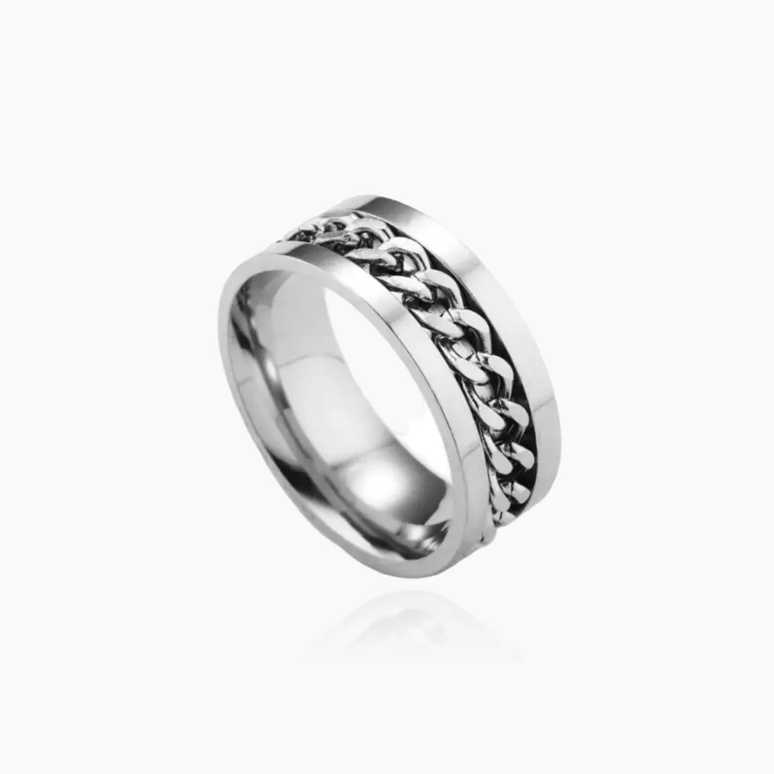 Finger tip rotating chain ring beer opening ring