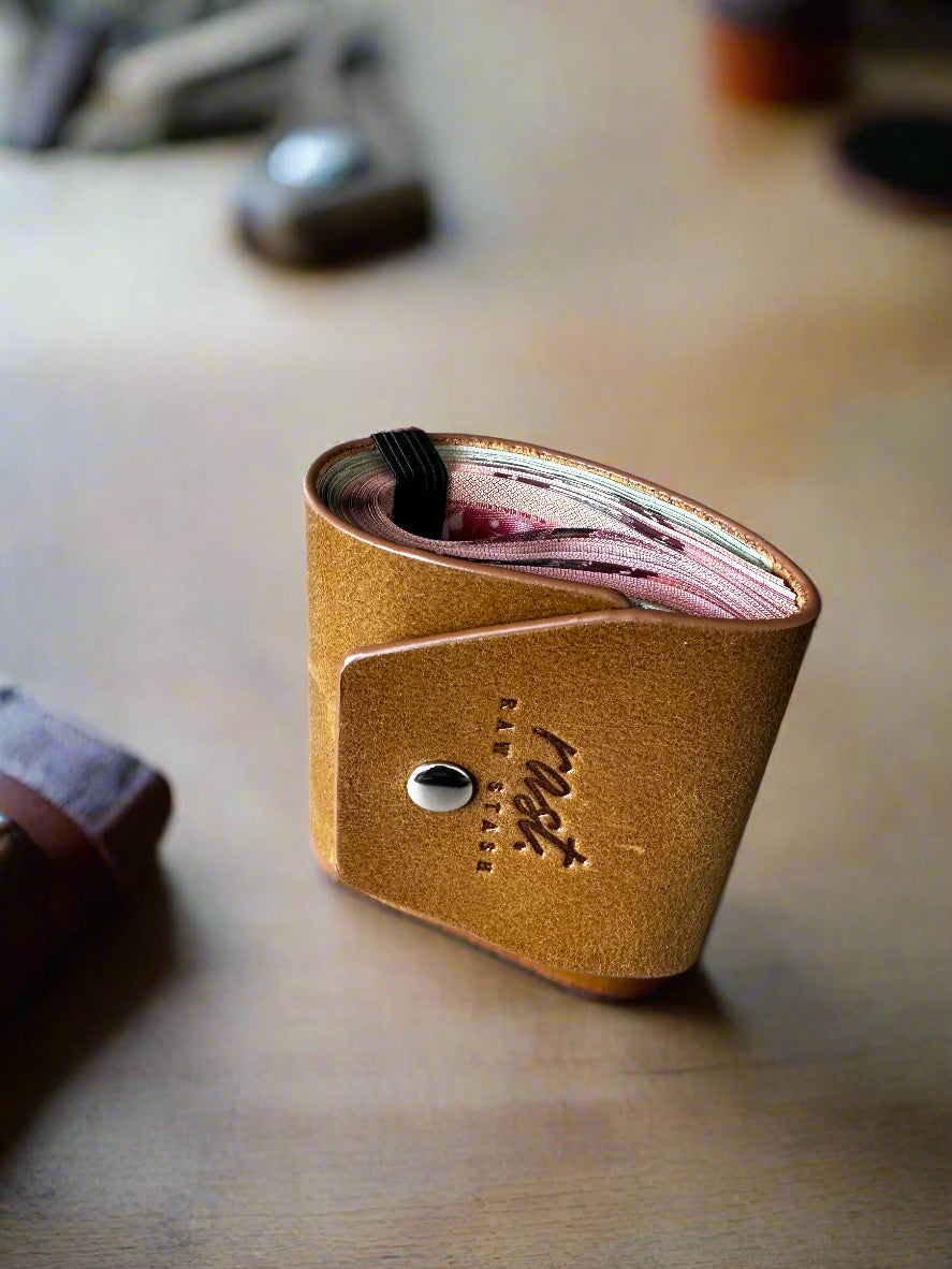 Magnetic leather wallet